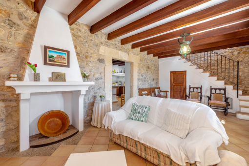 Living area with fireplace