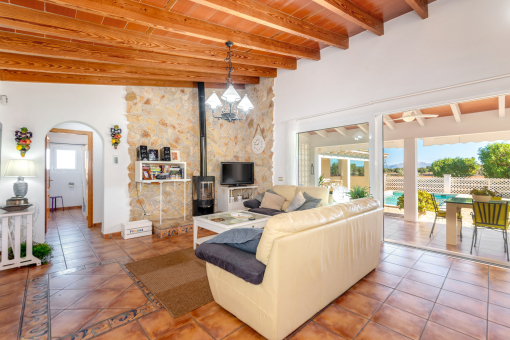 Cozy living area with fireplace