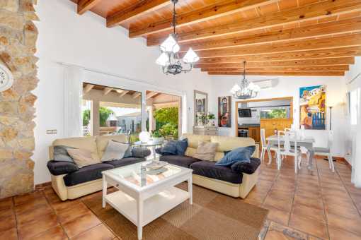 Open living and dining area