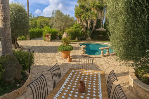 Views over the garden from the dining area