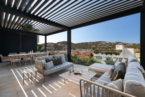 Terrace with harbor view