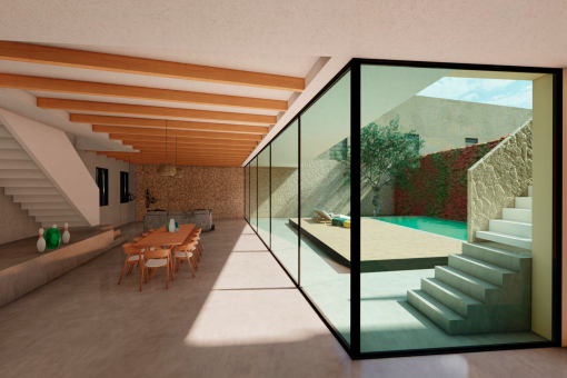 View to the garden and pool