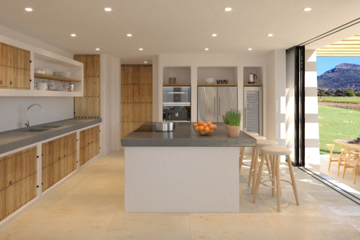 Kitchen with large kitchen island