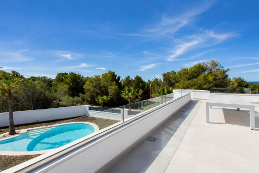 Balcony with pool view