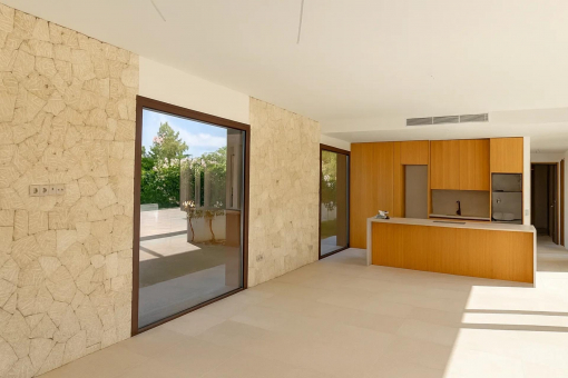 Open kitchen and living area