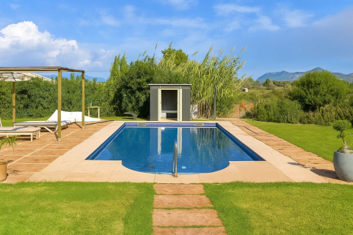Swimming pool with countryside views