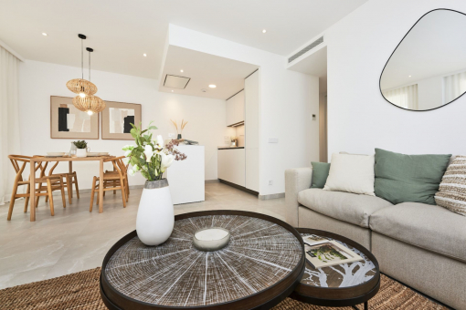 Open plan living and dining area