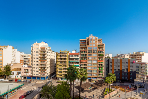 Balcony with city views