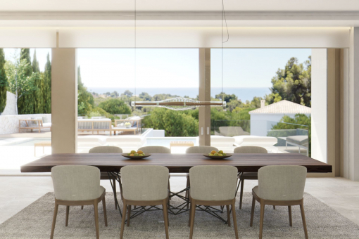 Light-flooded dining area