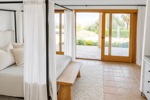 The master suite in the main house