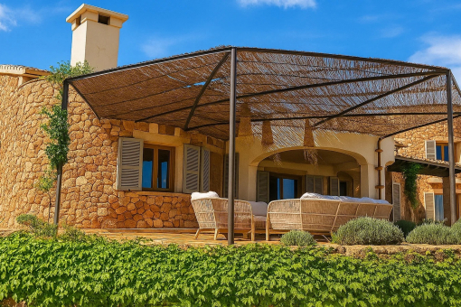 Generous covered terrace of the main house