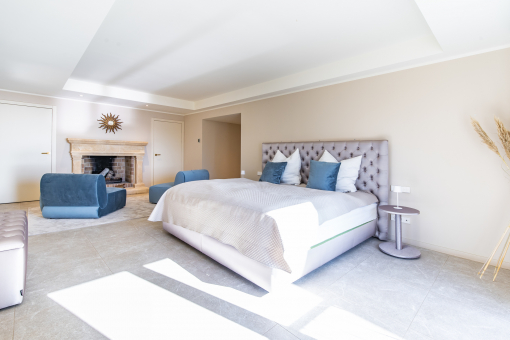 Master bedroom with fireplace
