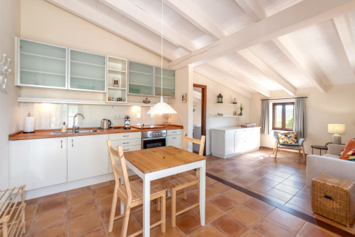 Kitchen, living and dining area