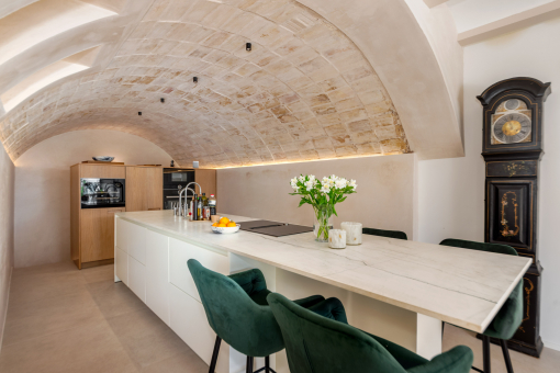Kitchen with vaulted ceiling