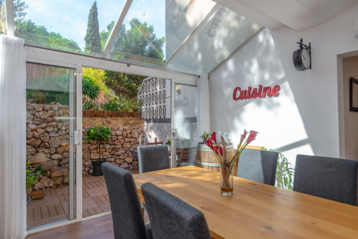 Glass-enclosed terrace