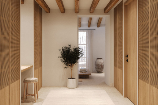 Dressing area with natural wood and architectural lines – thoughtful interior design in the townhouse