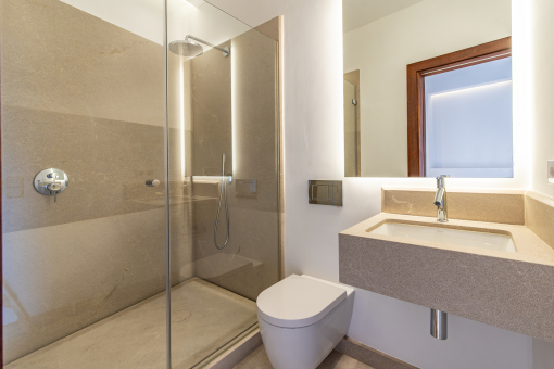 One of three bathrooms