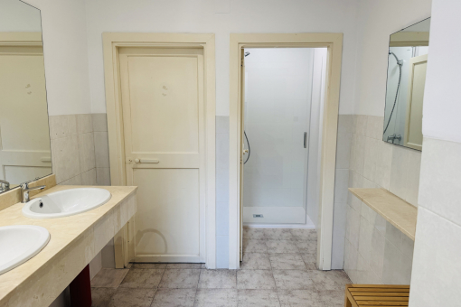 One of the two bathrooms