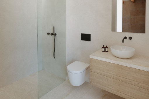 One of the two bathrooms