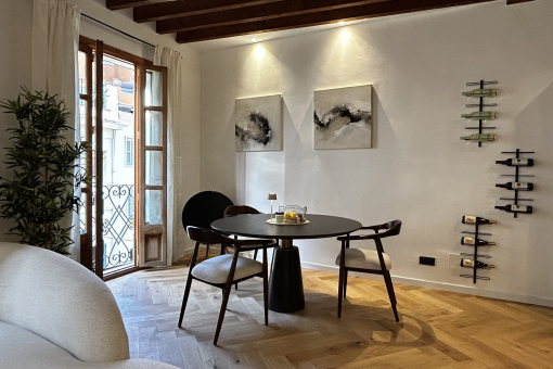 Bright, light-filled dining area
