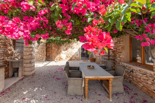 Patio with bougainvillea