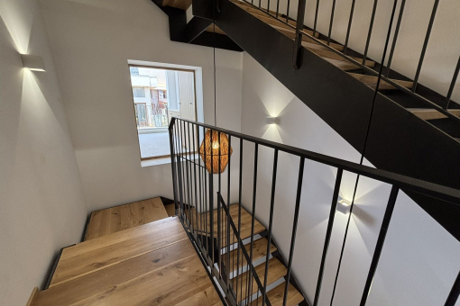 Elegant staircase with solid wood steps