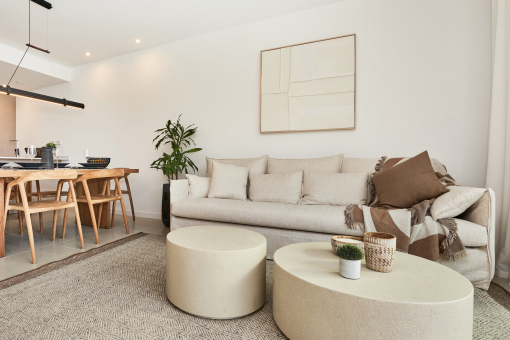 Bright living and dining area