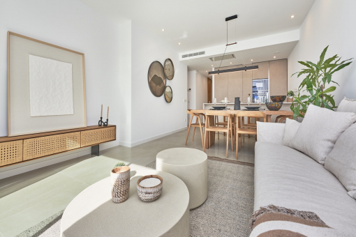 Open-plan living and dining area