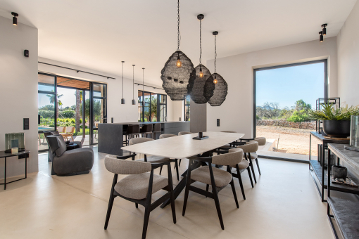 Open living and dining area