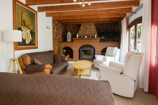 Cozy living room with fireplace