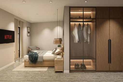 One of the three cozy double bedrooms