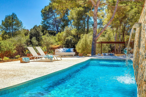Private pool with waterfall