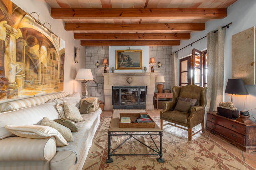 Cozy living area with fireplace