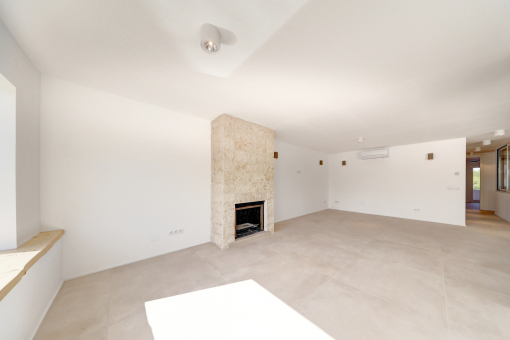 Living room with chimney