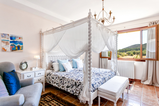 Lovely bedroom with landscape views