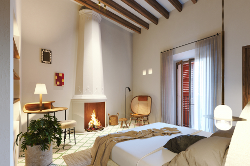 Masterschlafzimmer mit Kamin