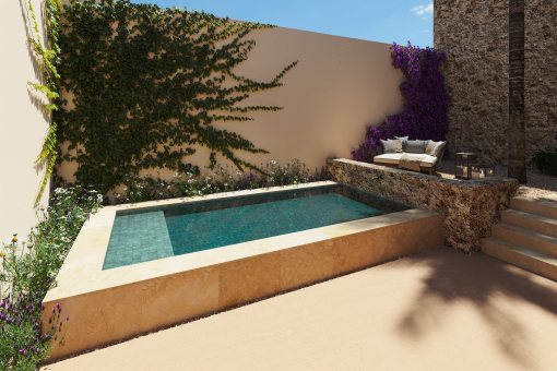 Traditioneller Patio mit Pool