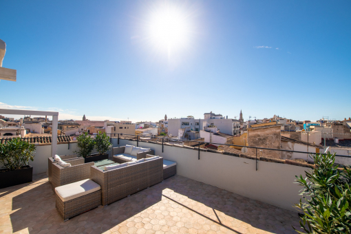 Sunny rooftop terrace
