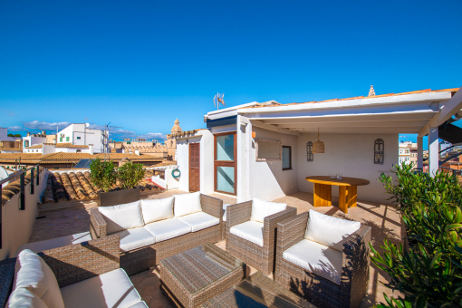 Rooftop terrace with covered area