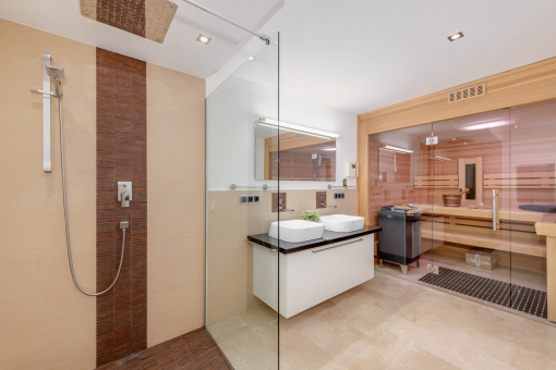Moderne Sauna für entspannte Wellnessmomente.