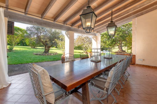 Covered veranda with garden view