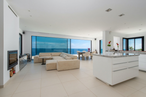 Open-plan living and dining area