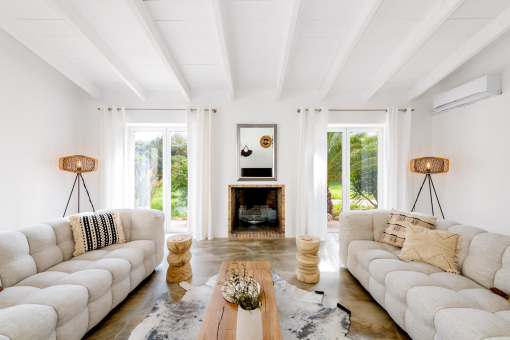 Living room with chimney