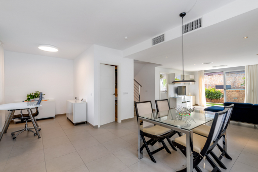 Open dining and living space