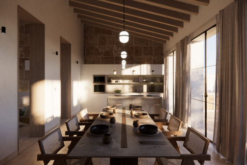 Dining area and kitchen