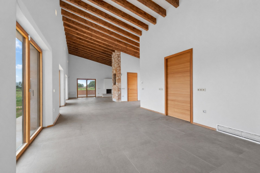 Kitchen with pre-installation for a kitchen island