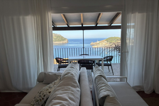 Living room with sea views