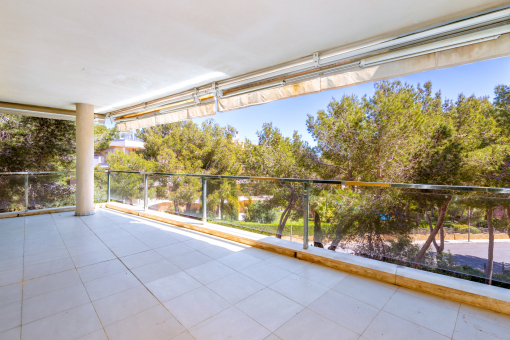 Covered terrace on the living level