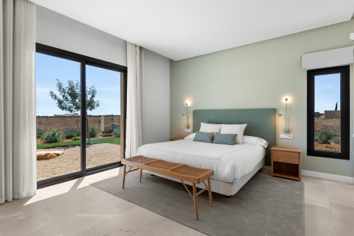 Modernes Gästezimmer mit fein abgestimmten Naturmaterialien