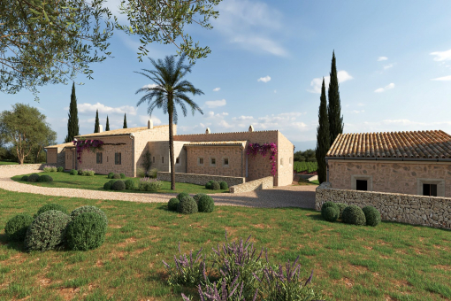 Exterior view of the planned finca with garden